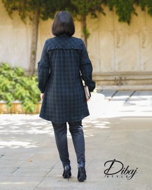 مانتو نخی چهارخانه سبز - سرمه‌ای