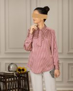 شومیز زرشکی طرحدار (مدل تندیس)