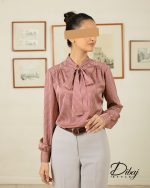 شومیز زرشکی طرحدار (مدل تندیس) - Image 4